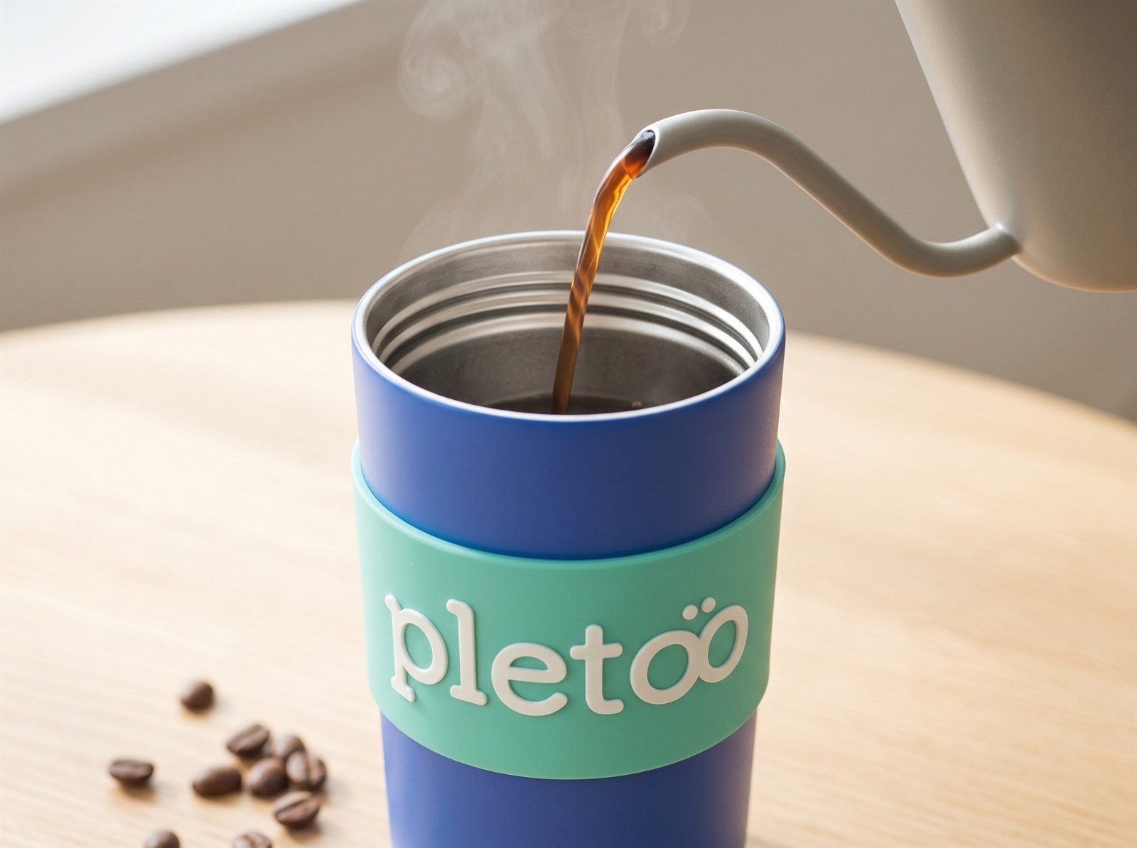 タンブラーにコーヒーを注いでいる様子